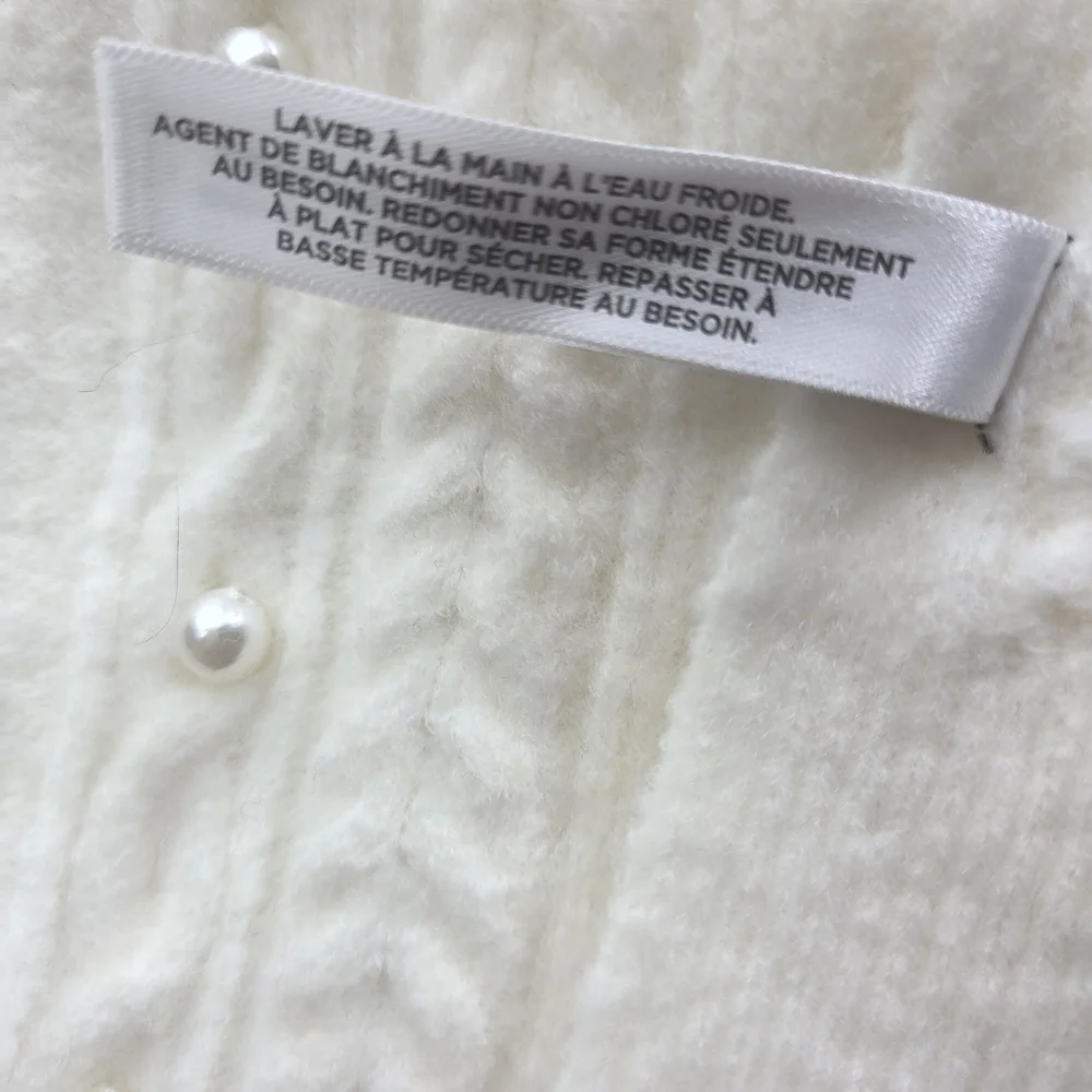 Talbots Ivory Cable Knit Scarf Pearl Beaded Soft Cozy Winter Wrap‎